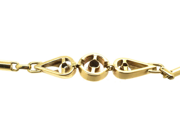Art Deco 14ct Gold Bracelet set with Three Diamonds