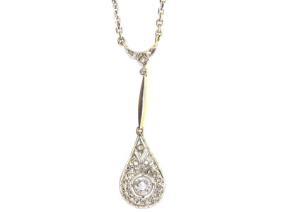 Art Deco 18ct White & Yellow Gold Pendant on 18ct White Gold Chain