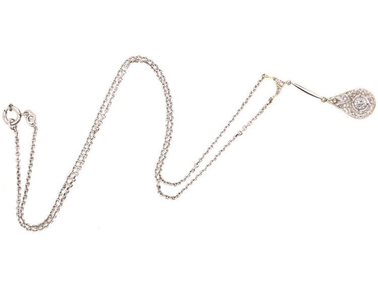 Art Deco 18ct White & Yellow Gold Pendant on 18ct White Gold Chain