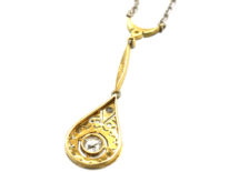 Art Deco 18ct White & Yellow Gold Pendant on 18ct White Gold Chain