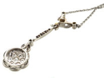 Art Deco 18ct White Gold & Diamond Flower Pendant on 18ct White Gold Chain
