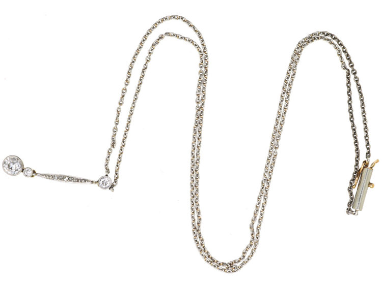 Art Deco Diamond Drop Pendant on Chain