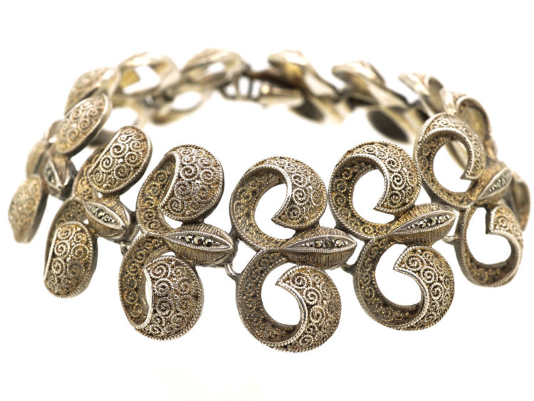 Art Deco Silver & Marcasite Bracelet by Theodor Fahrner