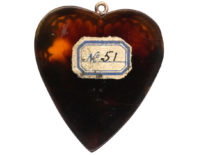 Victorian Tortoiseshell Pique Heart Pendant with Flowers Motif