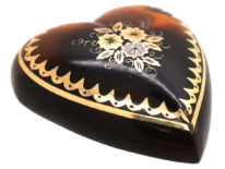 Victorian Tortoiseshell Pique Heart Pendant with Flowers Motif