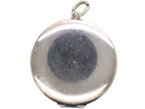 Round Silver Locket with Rose Design