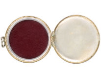 Round Silver Locket with Rose Design