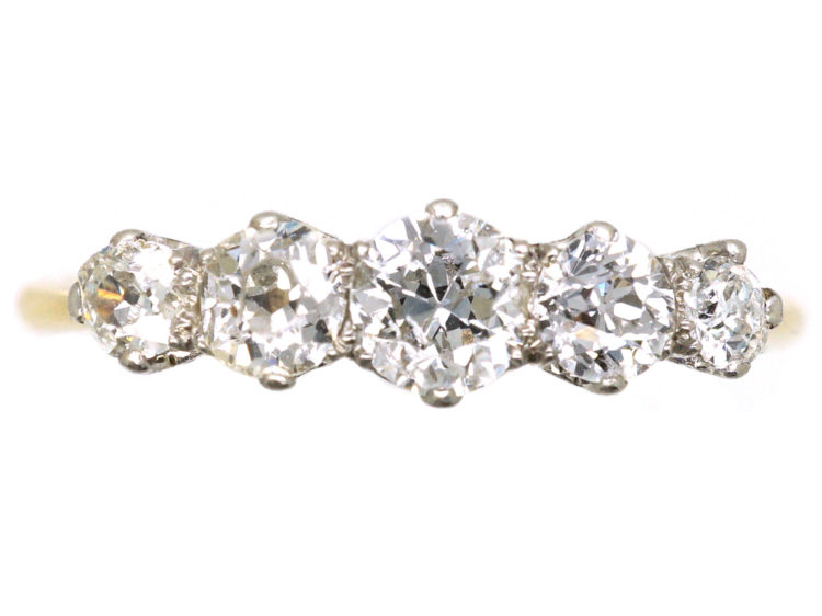 Art Deco 18ct Gold & Platinum Five Stone Diamond Ring