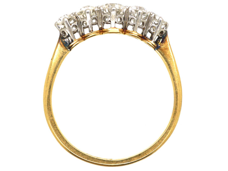 Art Deco 18ct Gold & Platinum Five Stone Diamond Ring