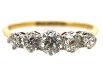 Art Deco 18ct Gold & Platinum Five Stone Diamond Ring