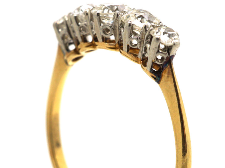 Art Deco 18ct Gold & Platinum Five Stone Diamond Ring