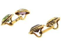 Edwardian 14ct Gold Multi Stone Cufflinks in Original Case