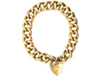 Edwardian 9ct Gold Engraved Curb Link Bracelet