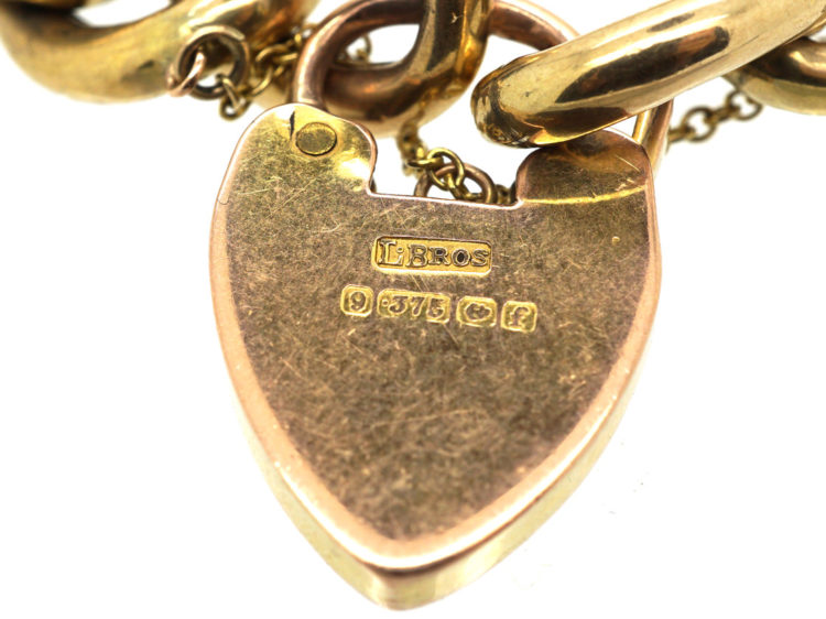 Edwardian 9ct Gold Engraved Curb Link Bracelet