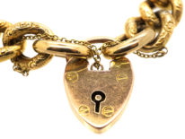 Edwardian 9ct Gold Engraved Curb Link Bracelet