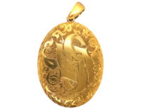 Victorian 18ct Oval Locket with Star & Natural Split Pearl Design