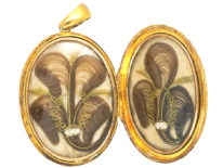 Victorian 18ct Oval Locket with Star & Natural Split Pearl Design