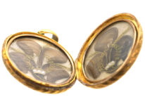 Victorian 18ct Oval Locket with Star & Natural Split Pearl Design