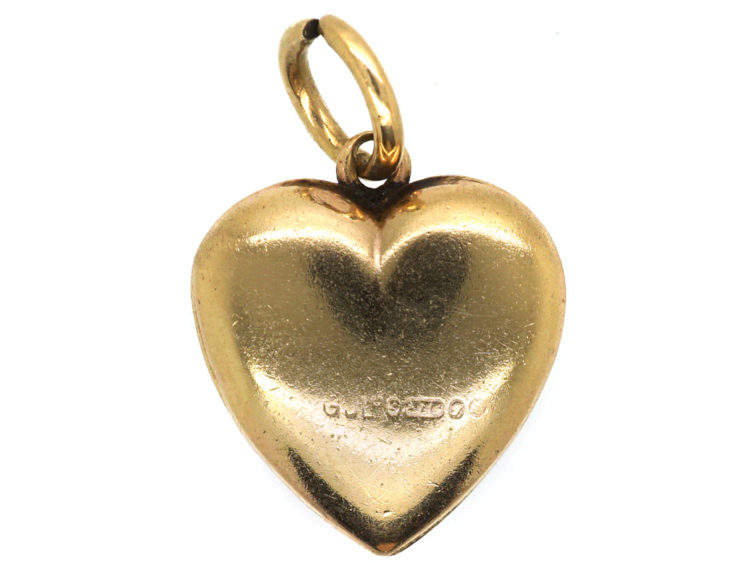 Edwardian 9ct Gold Heart Shaped Pendant