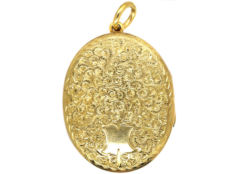Victorian 15ct Gold Oval Locket with Garter Design