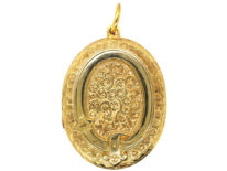 Victorian 15ct Gold Oval Locket with Garter Design