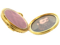 Victorian 15ct Gold Oval Locket with Garter Design