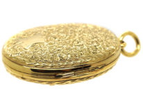 Victorian 15ct Gold Oval Locket with Garter Design