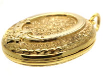 Victorian 15ct Gold Oval Locket with Garter Design