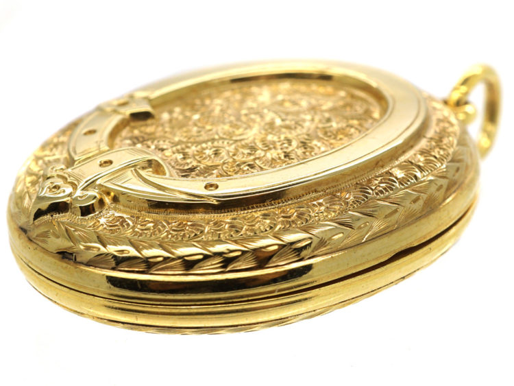 Victorian 15ct Gold Oval Locket with Garter Design