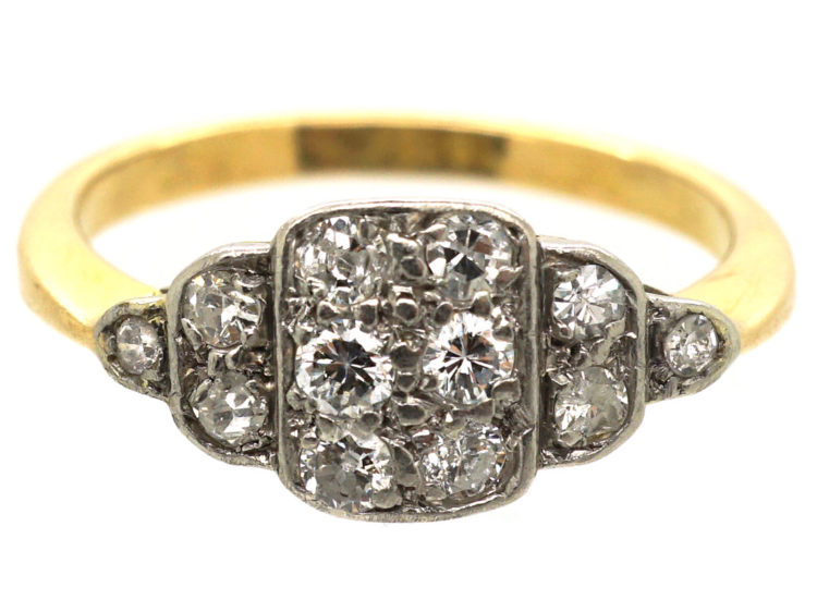 Art Deco 18ct Gold, Platinum & Diamond Ring