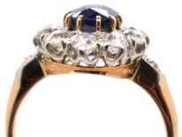 Edwardian 18ct Gold, Sapphire & Diamond Oval Cluster Ring