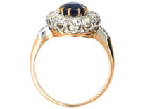 Edwardian 18ct Gold, Sapphire & Diamond Oval Cluster Ring