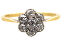 Edwardian 18ct Gold & Platinum, Diamond Daisy Ring