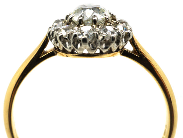Edwardian 18ct Gold & Diamond Cluster Ring