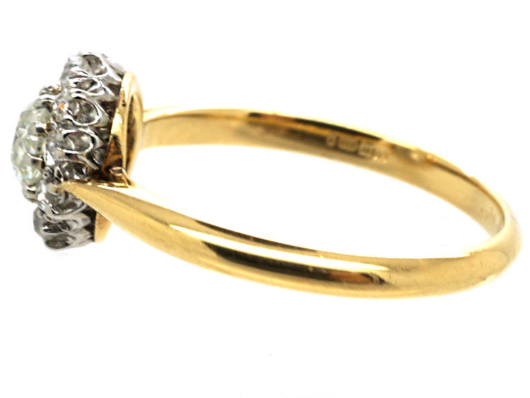 Edwardian 18ct Gold & Diamond Cluster Ring