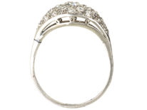 Art Deco Platinum & Diamond Bombé Set Cluster Ring