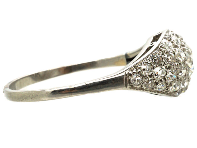 Art Deco Platinum & Diamond Bombé Set Cluster Ring