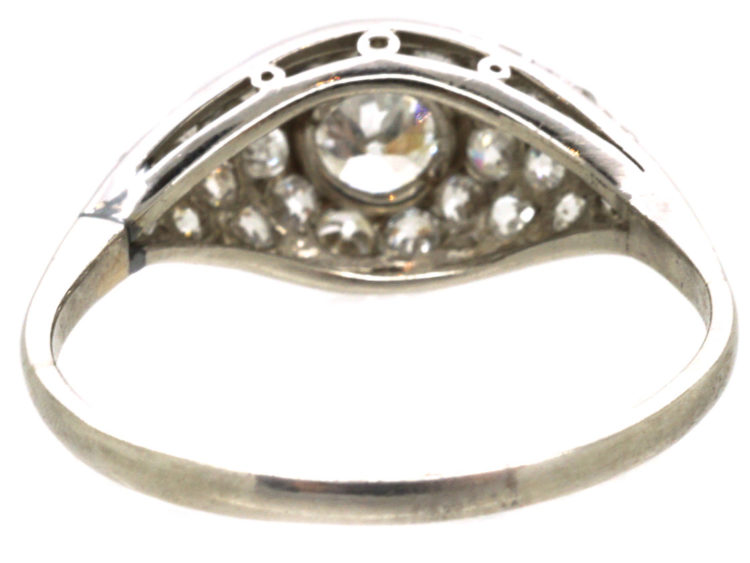 Art Deco Platinum & Diamond Bombé Set Cluster Ring