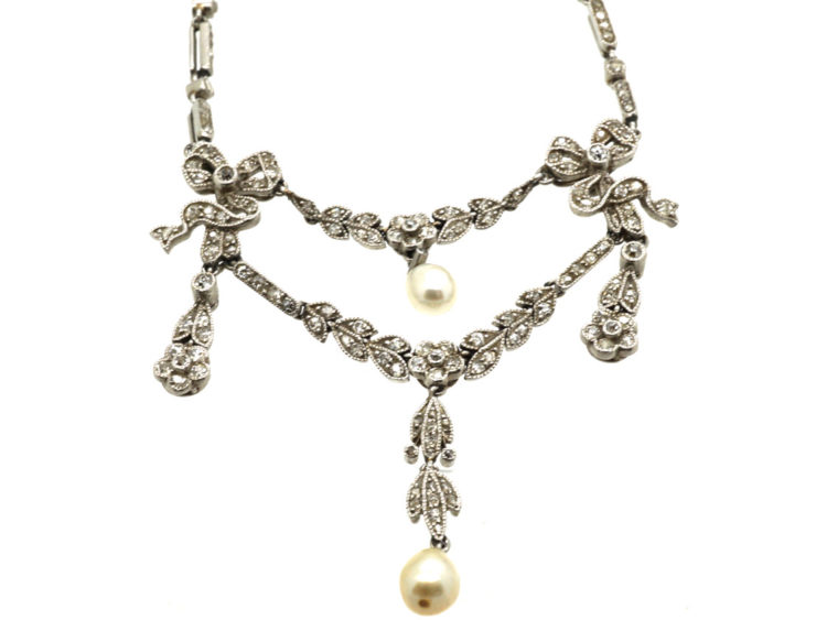 Edwardian Platinum & Diamond Garland Necklace