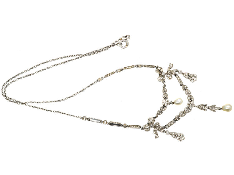 Edwardian Platinum & Diamond Garland Necklace