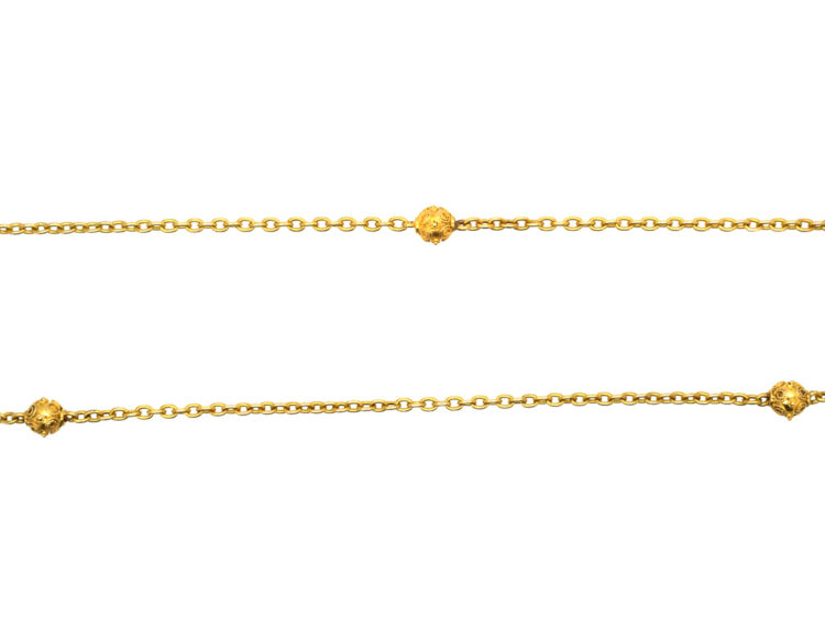 Victorian 15ct Gold Chain Interspersed with Round Beads