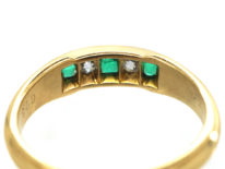 Edwardian 18ct Gold, Emerald & Diamond Five Stone Ring