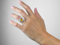 18ct White Gold Yellow Sapphire & Diamond Cluster Ring