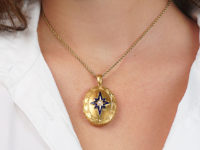 Victorian 18ct Oval Locket with Star & Natural Split Pearl Design