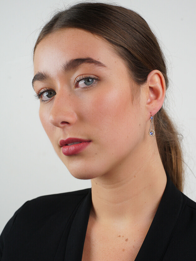 Edwardian 15ct Gold & Platinum, Sapphire & Natural Pearl Drop Earrings