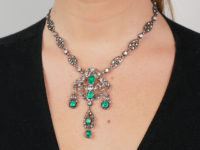 Edwardian Silver & Green & White Paste Necklace