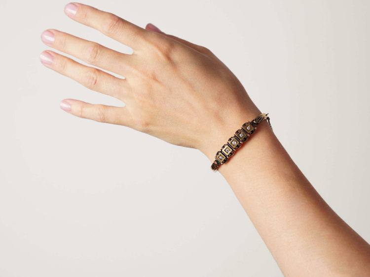 Victorian 15ct Gold & Diamond Bangle