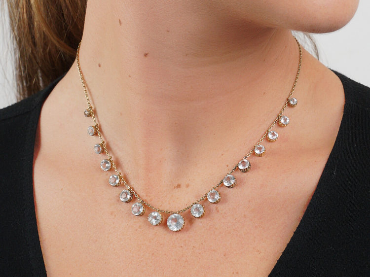 Victorian 15ct Gold & Aquamarine Drops Necklace