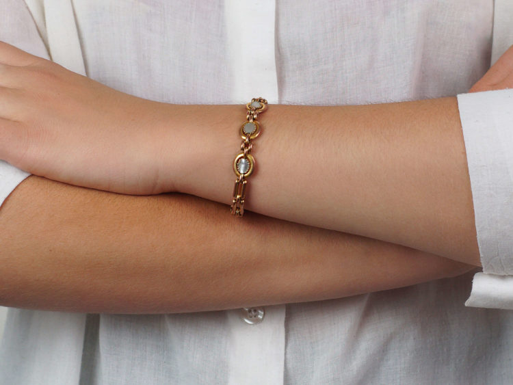 Edwardian 9ct Gold & Mother Of Pearl Arts & Crafts Bracelet
