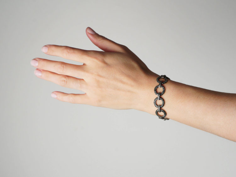Art Deco Silver & Marcasite Circles Bracelet